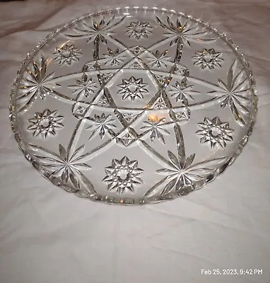 £16.17 • Buy Vintage Anchor Hocking 13.5  Serving Tray Cake Plate Star Of David Crystal Glass