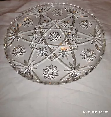 £16.17 • Buy Vintage Anchor Hocking 13.5  Serving Tray Cake Plate Star Of David Crystal Glass