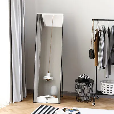 Full Length Mirror Floor Standing Or Wall Mount Dressing Mirror Bedroom Black • £57.99