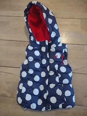 Navy And White Girls Polka Dot Gilet 12 To 18 Months • £1.90