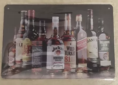 Bar Mixed Drinks Tin Sign - Jim Beam Wild Turkey Jameson Jack Daniels • $6