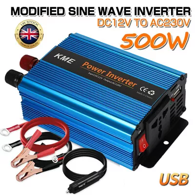 Power Inverter 500w Adapter Converter Dc 12v To Ac 230v 240v Car Chargers Trip • £16.98