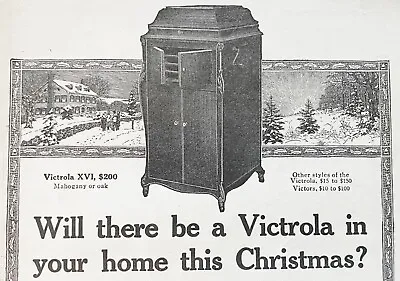1914 VICTOR VICTROLA Vtg Talking Machine Xmas Scene Print Ad W/Model XVIIVVIII • $14.95
