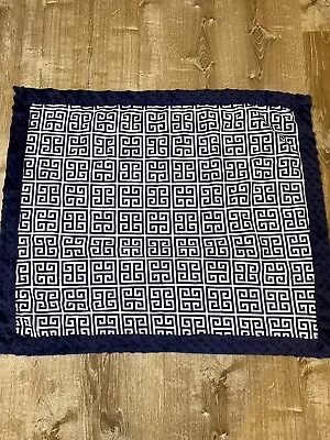 Mud Pie/Mudpie Navy Blue Minky Geometric Prong Ruffle Security Blanket/Lovey • $29.97