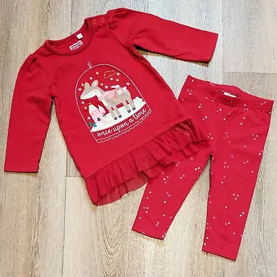 Baby Girls 2 Piece Christmas Outfit Age 6-9 Months My First Christmas  • £2.95