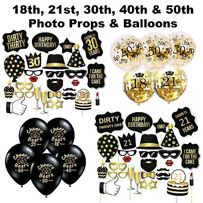 18th 21st 30th 40th 50th Photo Booth Props Birthday Decorations Cheers Balloons • $22.49