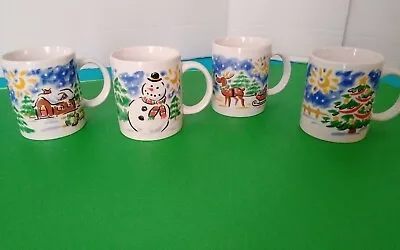 Christmas Vintage Studio Nova Set Of 4 Christmas Night Coffee Cup Mug MZ460 • $26