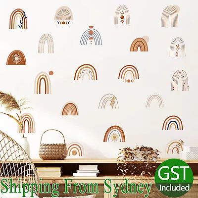 Rainbow Wall Sticker Decals Neutral Beige Colour Rainbows Nursery Wall Decor AU • $10.45