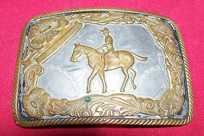 Vintage Rockmount Nickel Silver Western Belt Buckle Cowboy Rodeo Mens Womens Old • $29.95