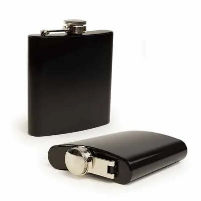 £4.99 • Buy E-Volve Style Hip Flask - 6 Oz - Stainless Steel - Smooth Black Gloss Finish