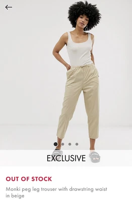 £12 • Buy BNWT M Medium Monki Cotton Poplin Drawstring Trousers In Be-Be-Beige Peg Leg