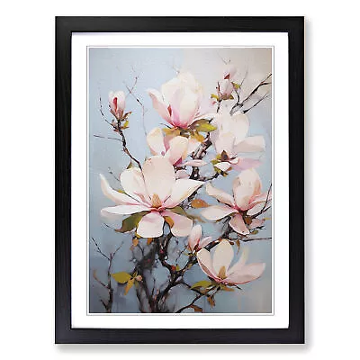 Magnolia Flower Expressionism Wall Art Print Framed Canvas Picture Poster Decor • $31.51