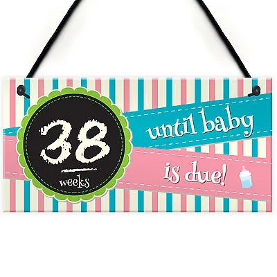 Weeks Baby Due Pregnancy Countdown Chalkboard Hanging Plaque Birth Gift Sign NEW • £3.99