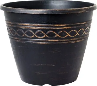 £0.99 • Buy 2 X PAIR  XL COPPER Round Planter Copper & Black Plant Pot Container Garden Tub