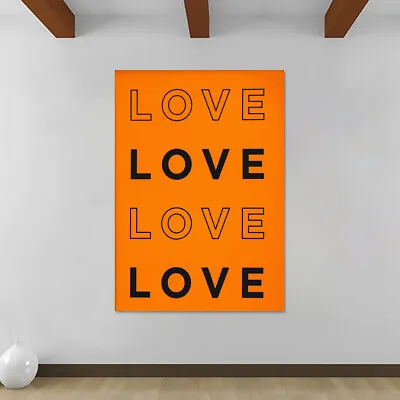 Love - Orange Wall Art - Canvas Rolled Wall Art Print - Various Sizes • £12.79