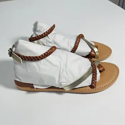 Hollister Co. Women’s Leather Braided Sandals Flip Flops US Size 8 New • £19.35