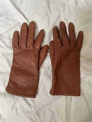 Fownes Vintage Brown Leather & Acrylic Women's 7 Gloves • $10