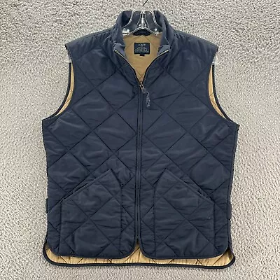 J Crew Vest Mens Small Blue Quilted Full Zip Outerwear Jacket Mock Neck * • $24.48