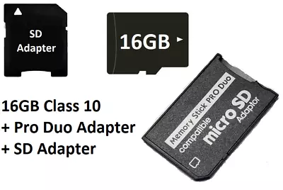 16GB Memory Stick And MS Pro Duo Adapter Card For PSP Cybershot Camera Webbie • $7.68