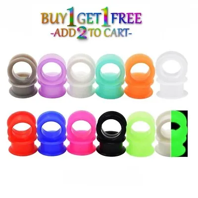 $5.99 • Buy Pair 8g-1  SILICONE EYELET TUNNELS Double Flare Gauges Thin Flesh Ear Plugs 3014