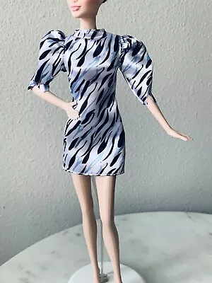 New! Black White Blue Shimmer Metallic Barbie Party Dress Model Muse Fashion • $9.99