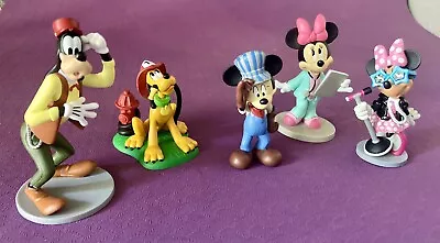 Disney Mickey Mouse Minnie Pluto Goofy Figures Cake Toppers Lot Of 5 • $9.99