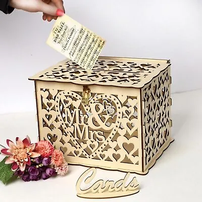 Wedding Card Boxes Wooden Well Card Box Carved Wedding Engagement Party Rustic • $25.49