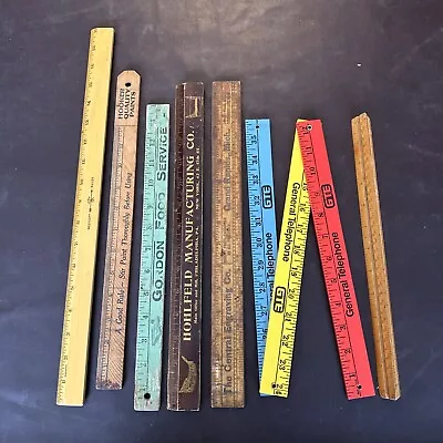 7 Vintage Wooden Rulers LOT Measures Advertisement GTE • $15