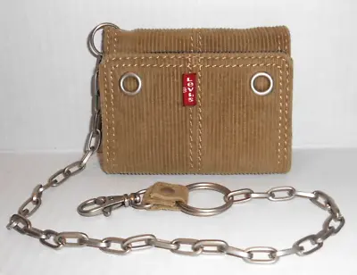 Rare! Vintage Levi's Chain Khaki Corduroy Trifold Wallet Biker Skater NEW • $44