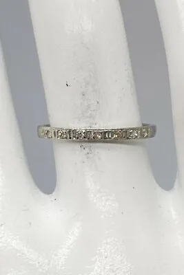 Antique 1920s .20ct Old Mine Cut Diamond 18k White Gold Wedding Band Ring • $333