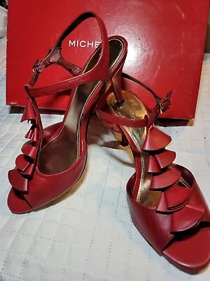 MICHELLE D Beth611 Red Heel Strappy Classy Pump Dress Shoes  • $4.99