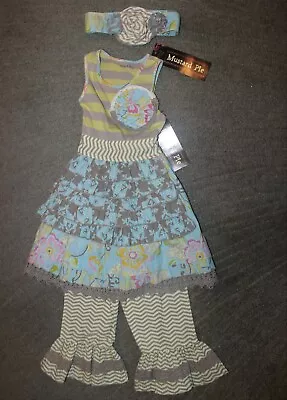 Mustard Pie Regan Apron Dress Kashmir Crops & Alice Wrap - Set - Size 3T - NWT • $39.99