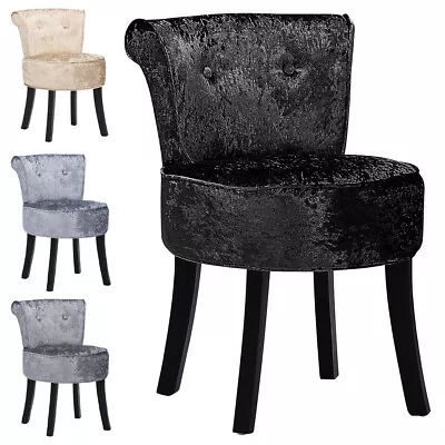 Crushed Velvet Padded Vanity Chair Bedroom Dressing Table Stool Retro Side Chair • £53.95