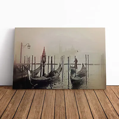 Venice Italy Gondolas Misty Canvas Wall Art Print Framed Picture Home Decor • $31.06