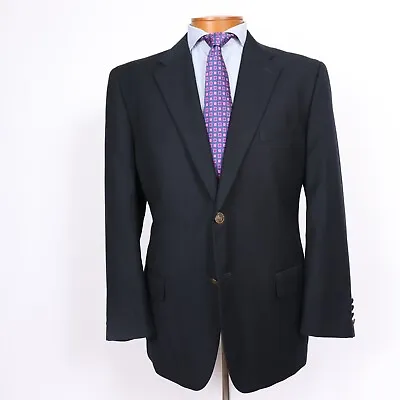 Classic 44R Mens Navy Blue Blazer Sport Coat Nice Crested Antique Brass Buttons • $42.99