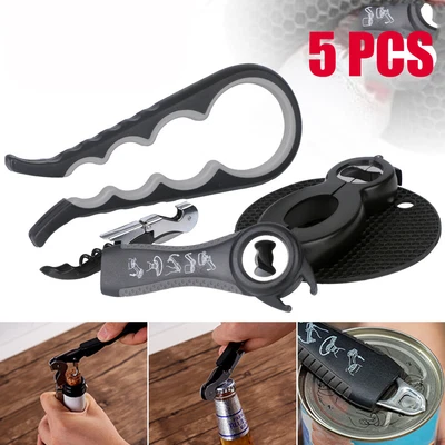 £10.89 • Buy Opener 4/5/6 In 1 Multi Purpose Can Jar Lid Ring Pull Bottle Top Screw Remover
