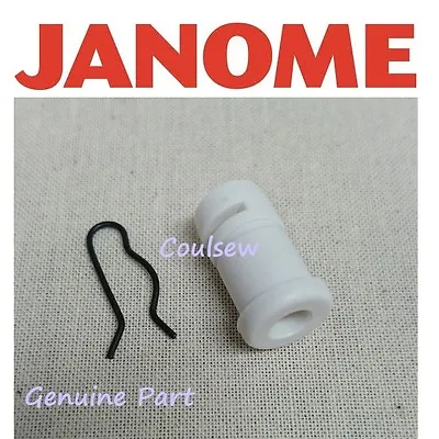 £4.95 • Buy JANOME SEWING MACHINE SPOOL PIN WHITE PLASTIC BUSHING + CLIP SPRING - My Style