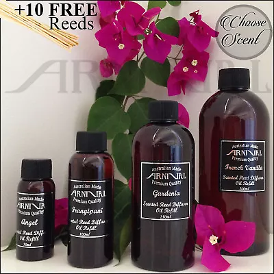$33.95 • Buy Highly Scented REED DIFFUSER OIL REFILL + 10 FREE STICKS 50ml 100ml 250ml 500ml