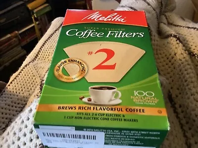 Melitta #2 Natural Brown Cone Coffee Filters 100 Ct • $4.99