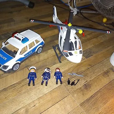 Playmobil Police Car Sound/Light & Helicopter With Search Light Used / Clearance • £21.95