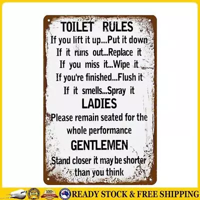 Vintage Toilet Rules Tin Wall Sign Bar Pub Bedroom Decorative Metal Plate Poster • $15.50