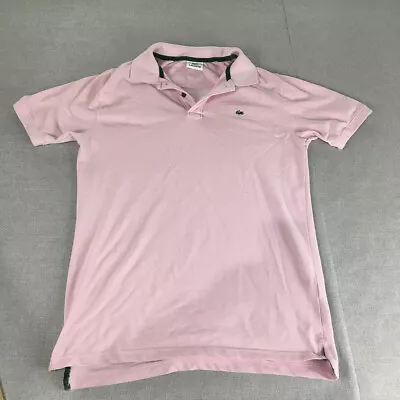Lacoste Mens Polo Shirt Size M (4) Pink Logo Short Sleeve Collared Rugby • $13.98