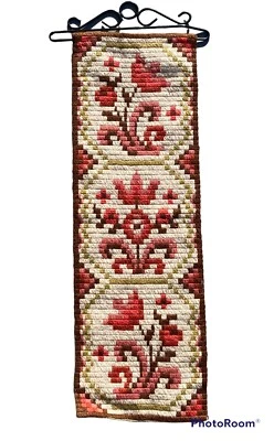 £21.88 • Buy Vintage Bell Pull, Brass Needlepoint Wall Hanging, Hand Made 65x20cm