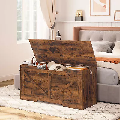 Blanket Chest Bank Chest Trunk Storage Chest Toy Box Organizer Safety Hinge • $89.29