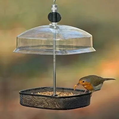 Hanging Seed & Nut Feeder Station & Adjustable Canopy Wild Garden Bird Mealworm • £8.49