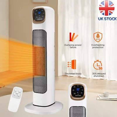 UK Oscillating Digital Tower PTC Ceramic Heater 3 Heat Settings Portable 2000W • £22.99