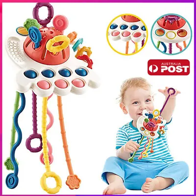 Montessori Toys Pull String Sensory Toys Baby 6 12 Months Silicone Activity Toys • $14.89
