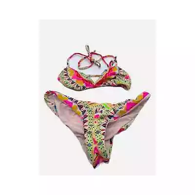 Mara Hoffman 2 Piece Swimsuit Bikini XS Top S Bottom Multicolor Retro  • $39