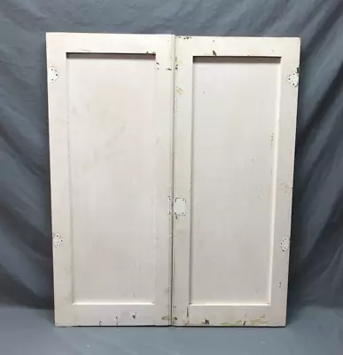 Pair Vintage Shabby White Wood Cupboard Cabinet Doors 15x37 Chic Old 672-24B • $99