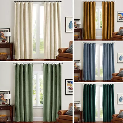 1 Panel Velvet Thicken Blackout Window Curtains Thermal Drapes Rod Pocket • $27.19